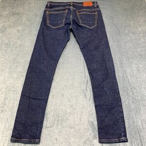 Peter England Skinny Jeans Mens 32 Blue Denim Cotton Stretch Dark Wash Slim Fit